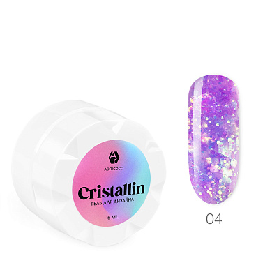 Гель для дизайна ADRICOCO Cristallin №04 Лиловый кристалл 6 мл
