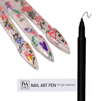 Акриловый маркер для дизайна Iva Nails Black черный