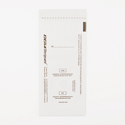 Пакет бумажный самозапечатывающийся для стерилизации DGM Steriguard 75х150 мм (1 шт.), белый