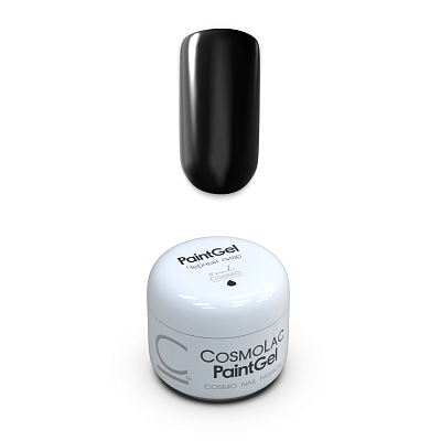 Гель-краска для дизайна ногтей без липкого слоя Paint gel CosmoLac Черный пиар, 5 мл