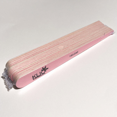 Пилка капля для натуральных ногтей Klio 180/240, упаковка 20 шт, розовая