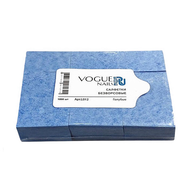 Салфетки безворсовые Vogue Nails жесткие голубые L012