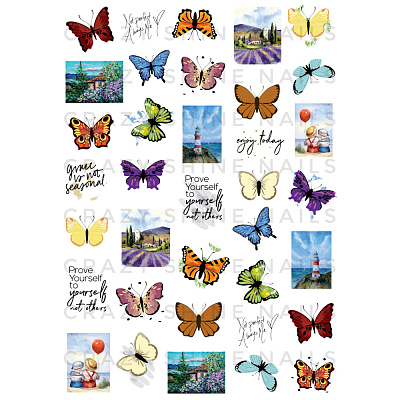 Слайдер-дизайн Crazy Shine Nails mini №1153 Летние бабочки