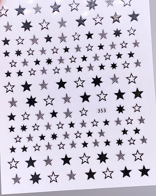 Наклейки звёздочки №1534 Zoo Nail Art черные