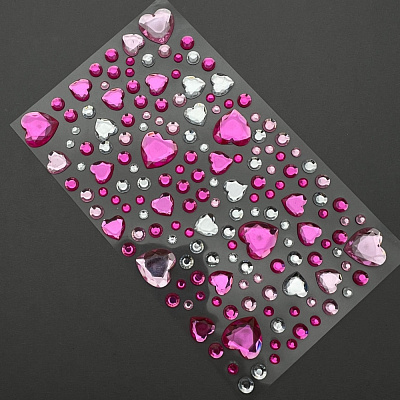 Стразы на клеевой основе Zoo Nail Art микс с сердечками №1834 розовые