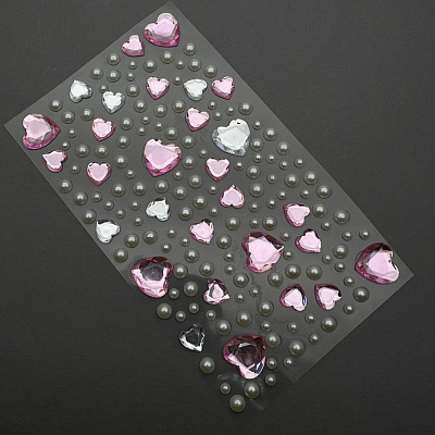 Стразы на клеевой основе Zoo Nail Art микс с сердечками №1832 розовые