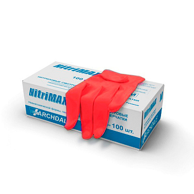 Перчатки нитриловые красные NitriMAX 756 M 50 пар