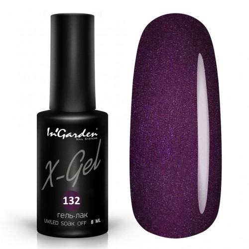 Гель-лак InGarden X-Gel №132 (Темный красно-пурпурный холодный цвет), 8 мл