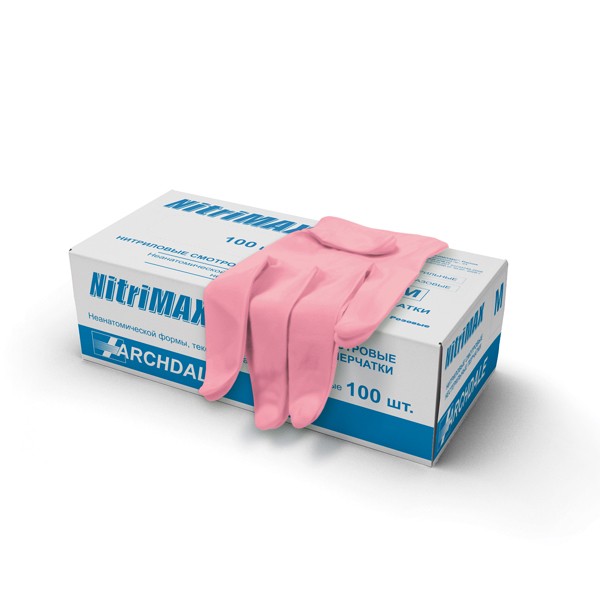 Перчатки нитриловые розовые NitriMAX 761 L 50 пар