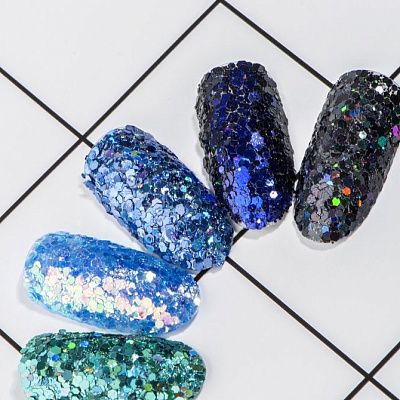 Шестигранники микс Диско соты Zoo Nail Art №1331 радужный блеск, 2 г