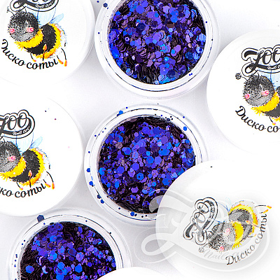 Шестигранники микс Диско соты Zoo Nail Art №1330 радужный блеск, 2 г