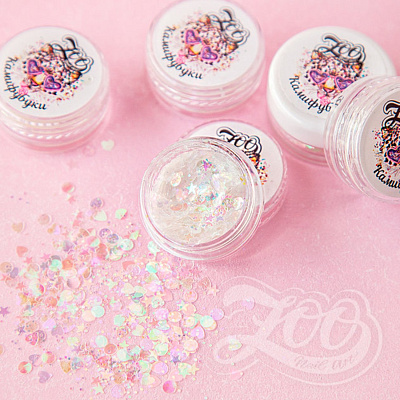 Камифубуки радужные Zoo Nail Art №1197 звездочки-сердечки микс, 1 г