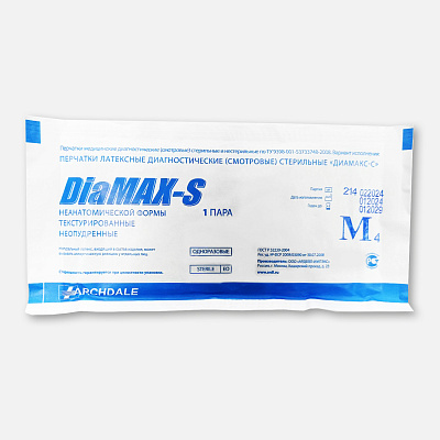 Перчатки латексные DiaMAX-S, размер M 1 пара