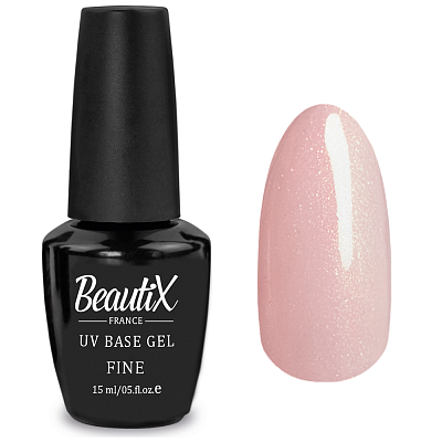 Камуфлирующая база с шиммером UV Base Gel Beautix FINE, 15 мл