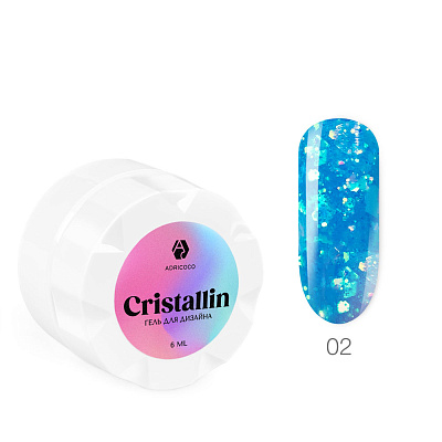 Гель для дизайна ADRICOCO Cristallin №02 Голубой кристалл 6 мл