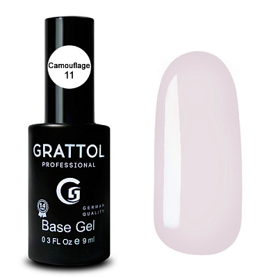 Камуфлирующая каучуковая Rubber-база для гель-лака Grattol Milky Base Camouflage №11 (GTBC11), 9 мл