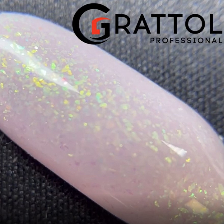 Каучуковая база с глиттером для гель-лака Rubber Base Glitter Grattol №011 (GTGB11), 9 мл