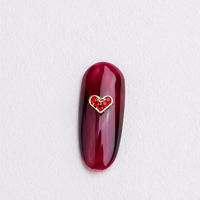 Фигурки 3D Zoo Nail Art «Сердца» 1903 металлические серебро+золото рубин 2 шт