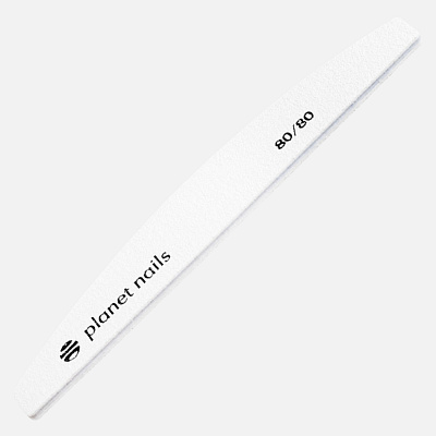 Пилка для ногтей Planet nails белая широкая полукруглая 80/80 арт.20205