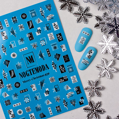 Наклейки MERRY CHRISTMAS NogteModa №020