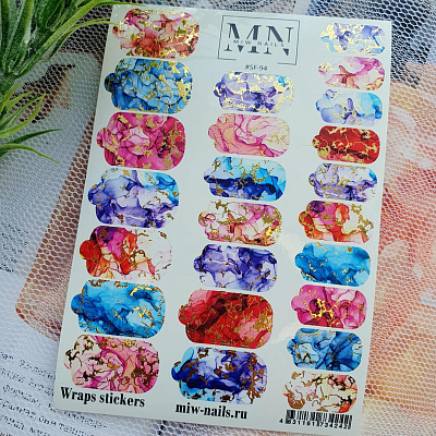 Пленки для дизайна ногтей Miw Nails Wraps stickers SF-94