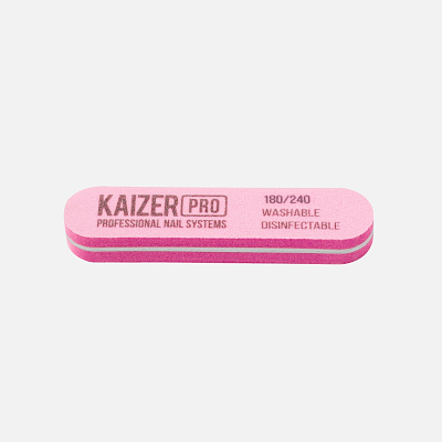 Пилка-баф Kaizer Pro прямая розовая 180/240 NF-59