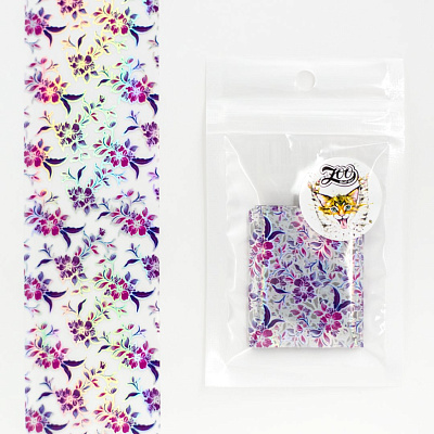 Фольга переводная Цветы №1537 Zoo Nail Art голография, 4*50 см