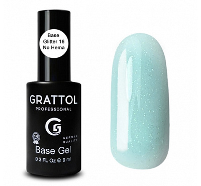Каучуковая база с глиттером для гель-лака Rubber Base Glitter Grattol №016 (GTGB16), 9 мл