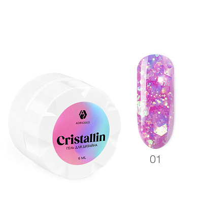 Гель для дизайна ADRICOCO Cristallin №01 Розовый кристалл 6 мл