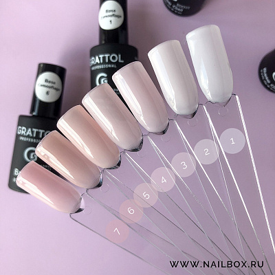 Камуфлирующая каучуковая Rubber-база для гель-лака Grattol Milky Base Camouflage №06 (GTBC6), 9 мл