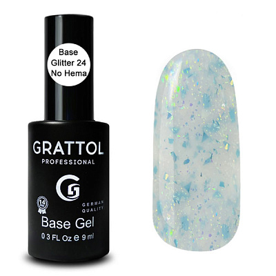 Каучуковая база с глиттером для гель-лака Rubber Base Glitter Grattol №024 (GTGB24), 9 мл