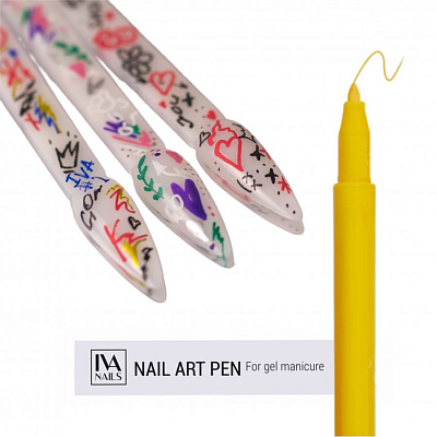 Акриловый маркер для дизайна Iva Nails Yellow желтый