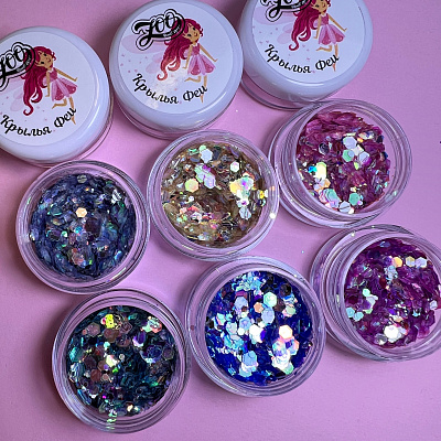 Шестигранники микс Крылья феи №1755 Zoo Nail Art 2 г крупные