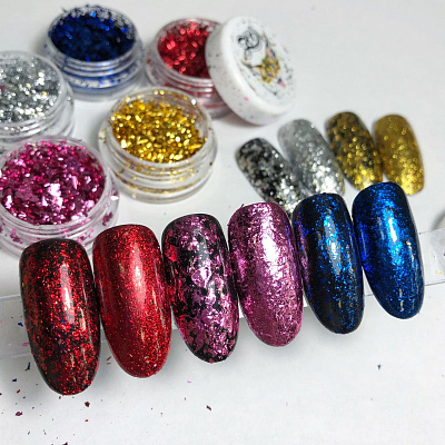 Хлопья Юки Zoo Nail Art, синие металл №1264