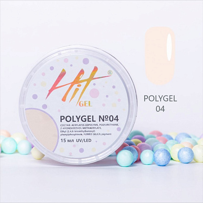 Полигель Polygel HIT №04 телесно-бежевый, 15 мл