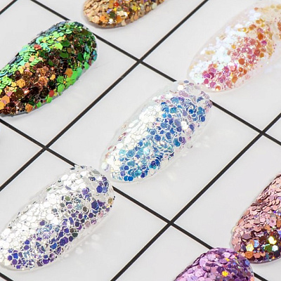 Шестигранники микс Диско соты Zoo Nail Art №1331 радужный блеск, 2 г