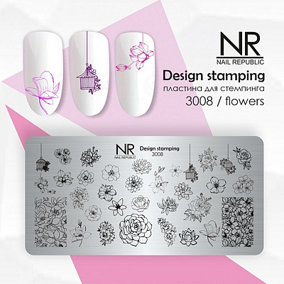 Пластина для стемпинга Nail Republic №3008 Flowers