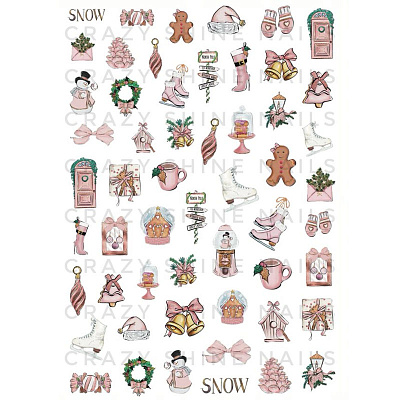 Слайдер-дизайн Crazy Shine Nails mini №1058 НГ Нежность