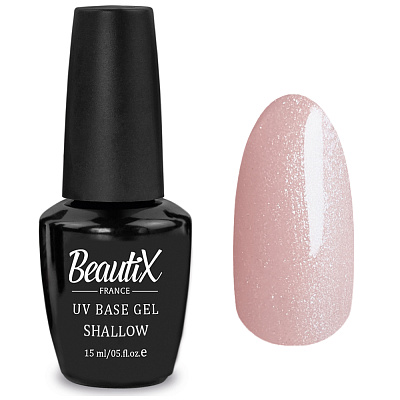 Камуфлирующая база с шиммером UV Base Gel Beautix SHALLOW, 15 мл