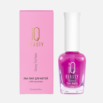 Лак-тинт с AHA-кислотами IQ Beauty Glossy Tint Nails 02 Magenta Ice 12,5 мл