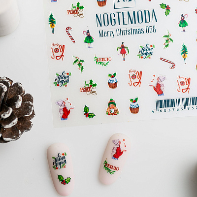 Наклейки MERRY CHRISTMAS NogteModa №058