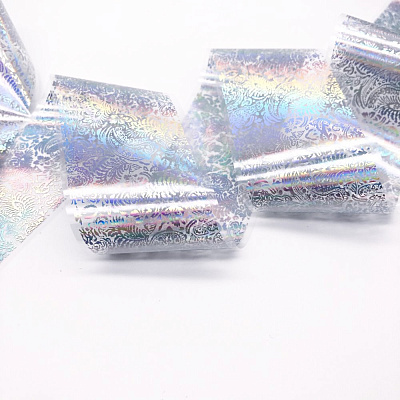 Фольга переводная Zoo Nail Art №1473 хром голография листья, 4*50 см