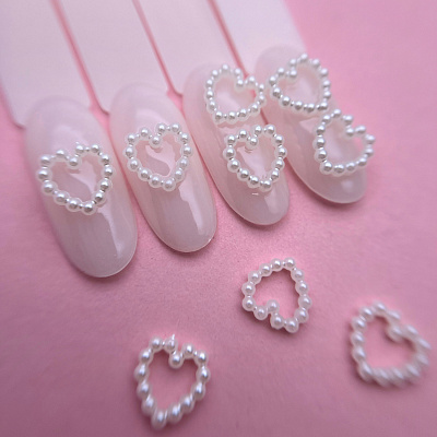 Фигурки объемные Жемчуг сердечки №1831 Zoo Nail Art 10 шт.