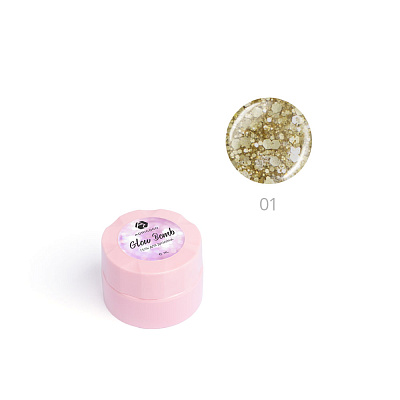 Гель для дизайна ADRICOCO Glow Bomb №01 Золотой песок 6 мл