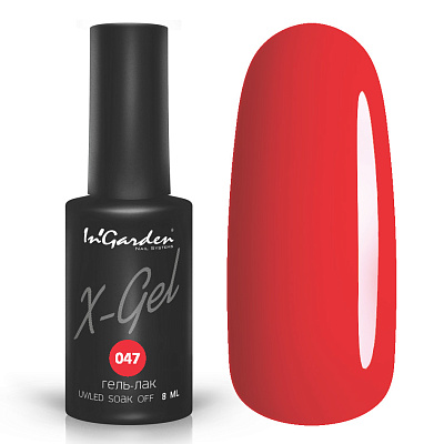Гель-лак InGarden X-Gel №047 (Люминесцентный красный), 8 мл