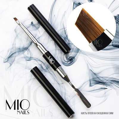 Кисть плоская скошенная Mio Nails K6 синтетическая двусторонняя 4 мм
