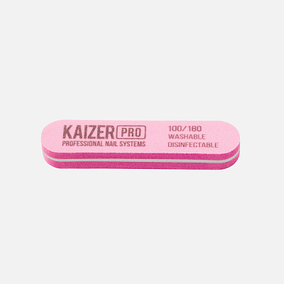 Пилка-баф Kaizer Pro прямая розовая 100/180 NF-56