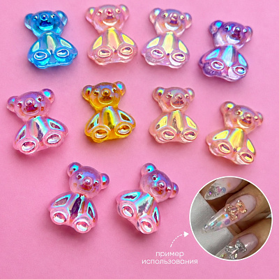 Фигурки объемные Медвежата №1810 Zoo Nail Art 10 шт 7×9 мм