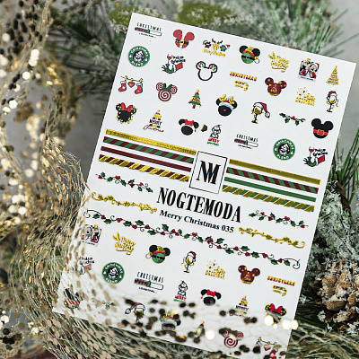 Наклейки MERRY CHRISTMAS NogteModa №035