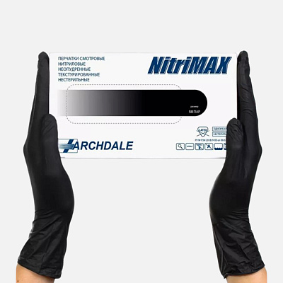 Перчатки нитриловые черные NitriMAX 784 L 50 пар